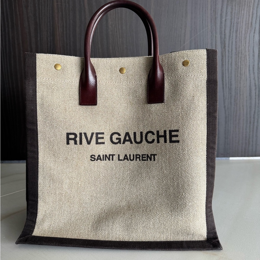 Saint Laurent Rive Gauche Beige and Brown Tote Bag